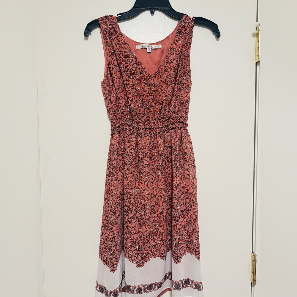 Max Studio Coral and Black Patterned Mini Dress